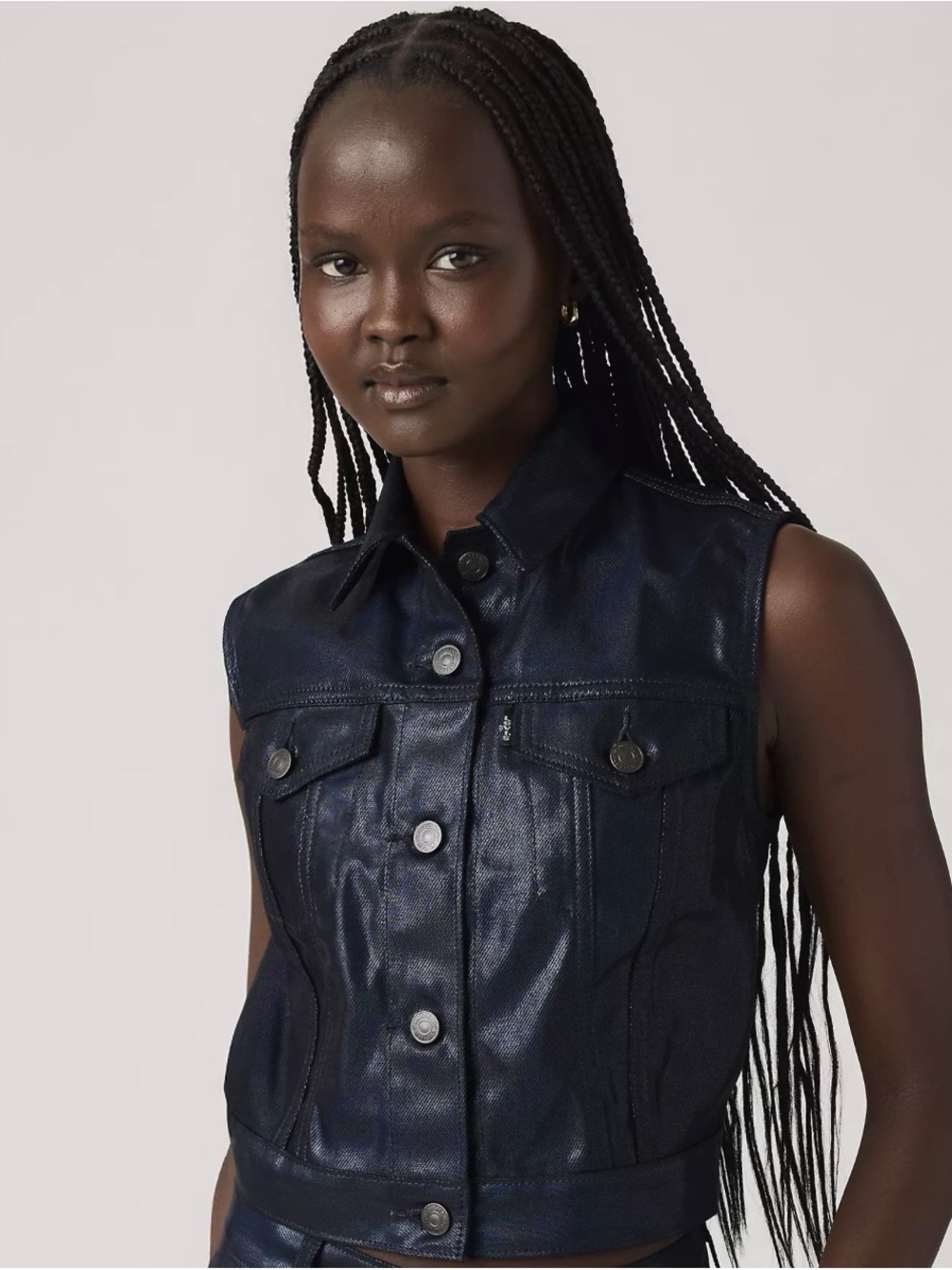 Levi's Sleeveless Leather-Look Vest in Dark Blue